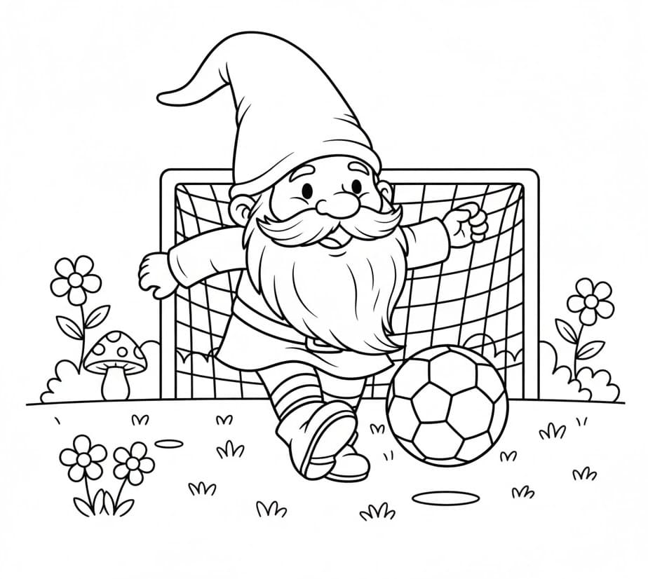 Gnom spiller fotball fargelegging