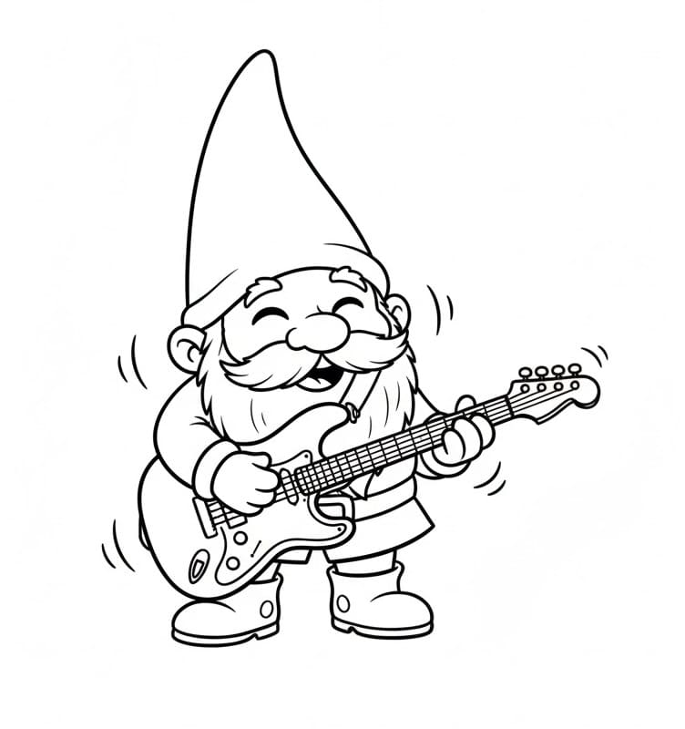 Gnom spiller gitar fargelegging