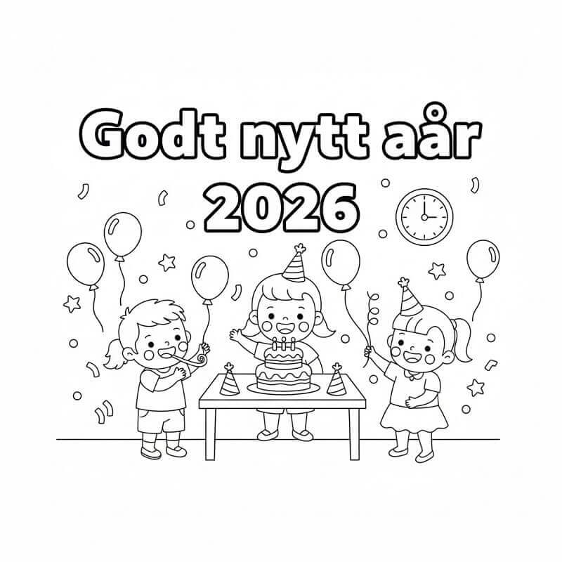 Godt Nytt År 2026 Fargelegging