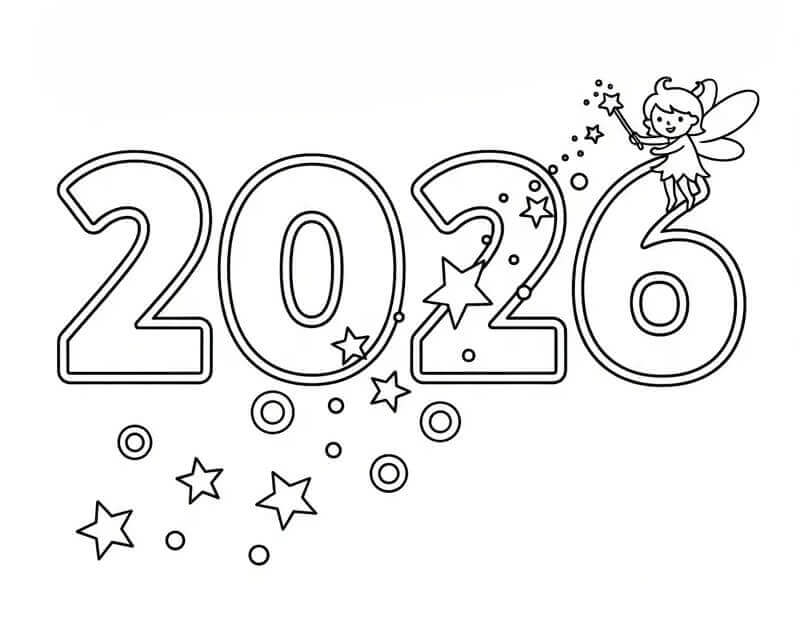 Godt nyttår 2026 helt gratis fargelegging