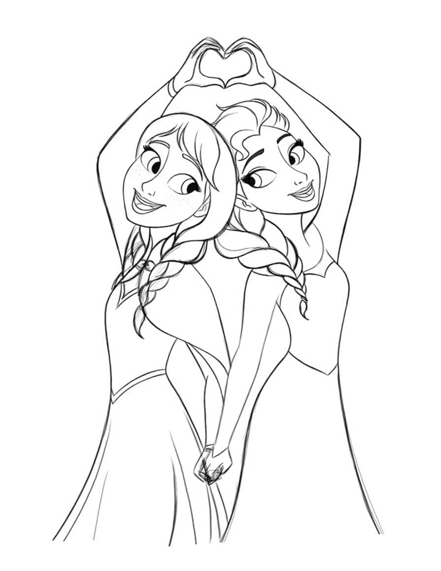 Gratis Elsa og Anna utskrivbart bilde fargelegging