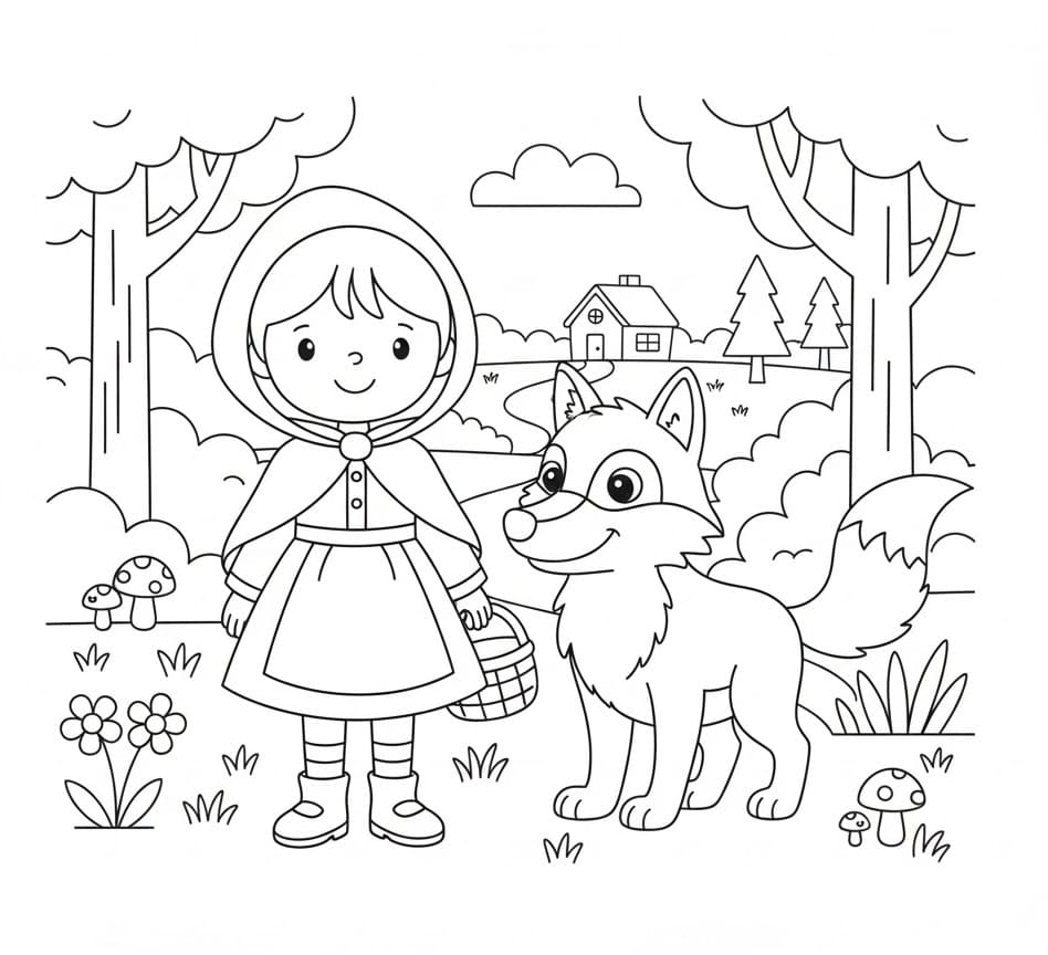 Gratis Rødhette Bilde fargelegging