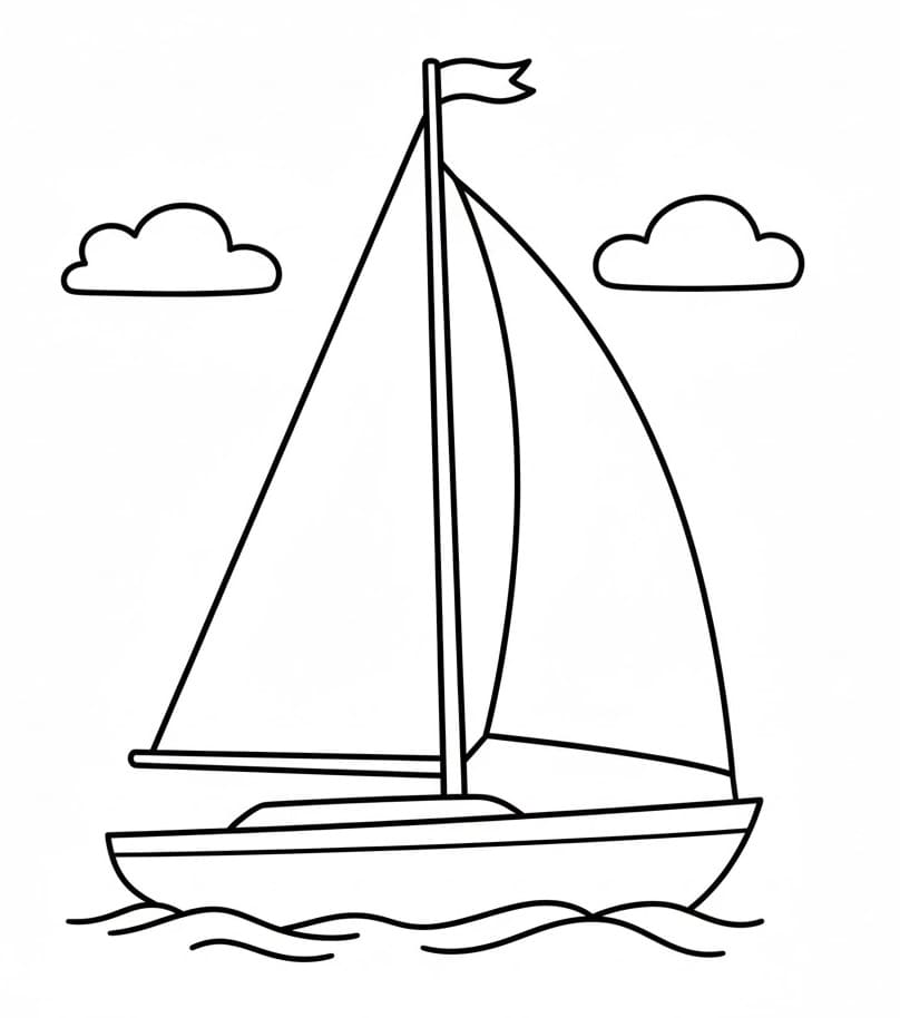 Gratis Utskriftbar Seilbåt fargelegging