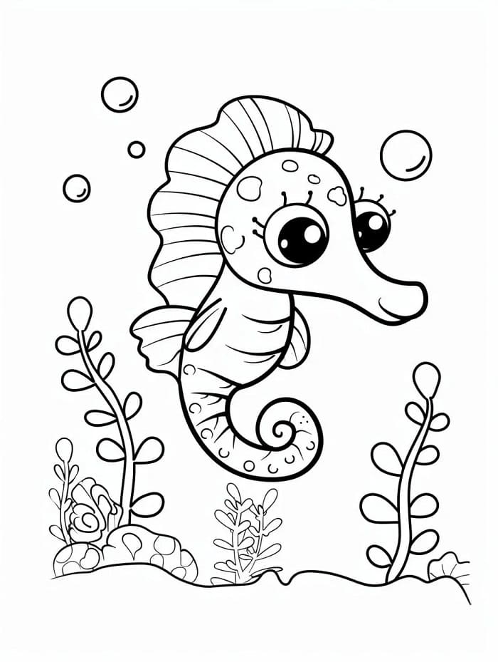 Gratis Utskriftbar Sjøhest fargelegging