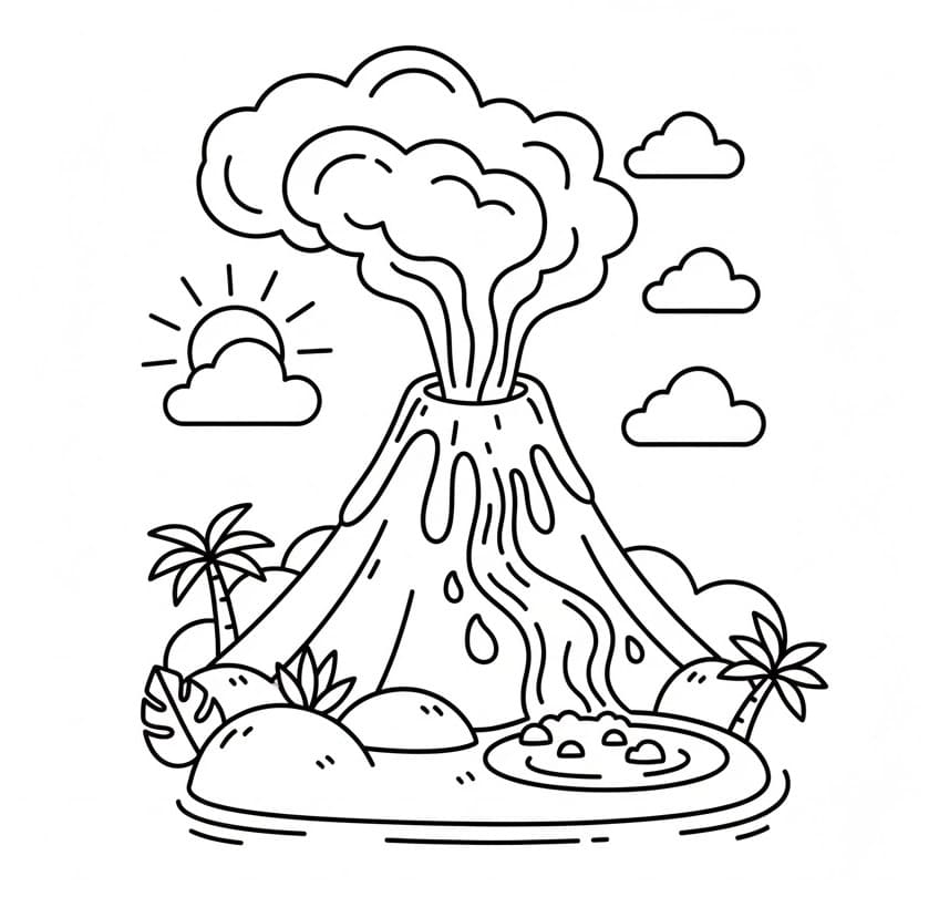 Gratis Vulkan å Skrive ut fargelegging