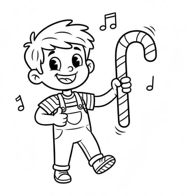 Gutt med Sukkerstang fargelegging