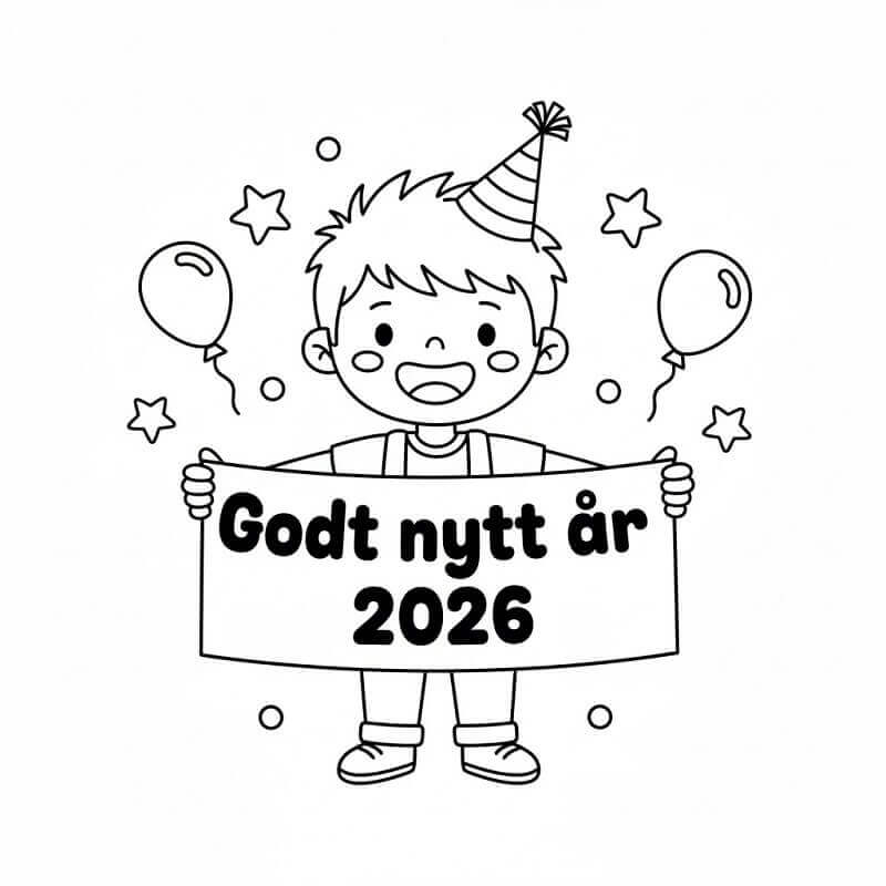 Gutt og godt nyttår 2026 fargelegging