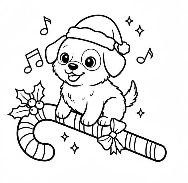 Hund og Sukkerstang fargelegging