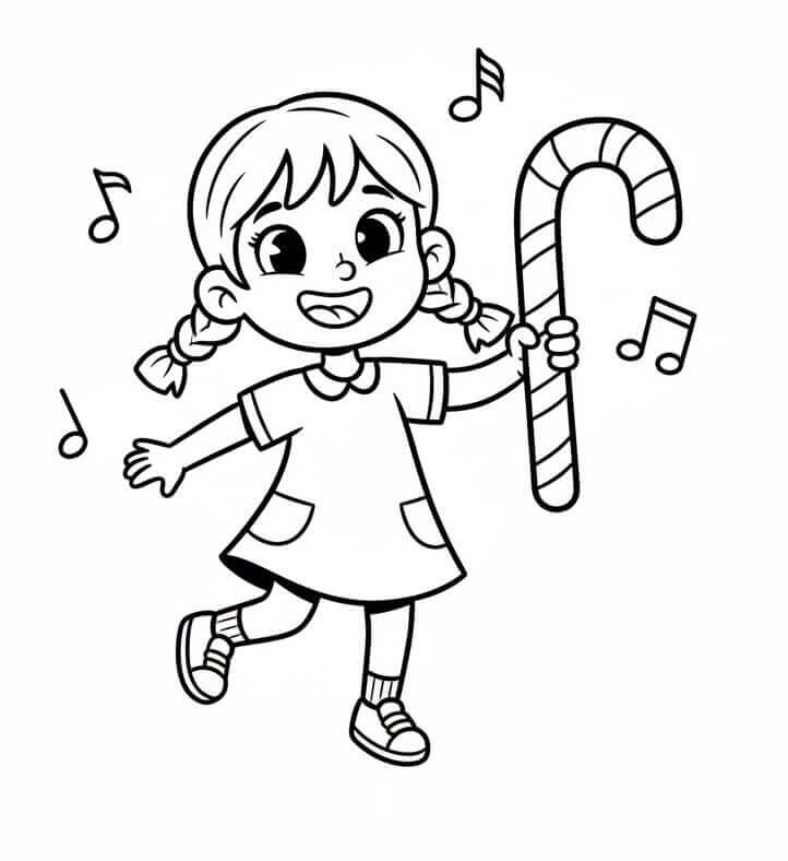 Jente med Sukkerstang fargelegging