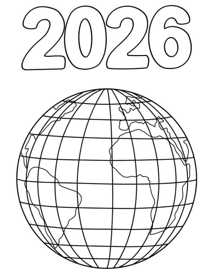 Jorden og godt nyttår 2026 fargelegging