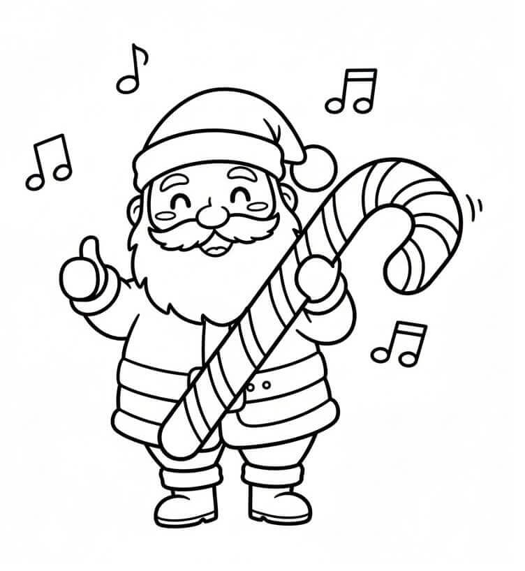 Julenissen med Sukkerstang fargelegging