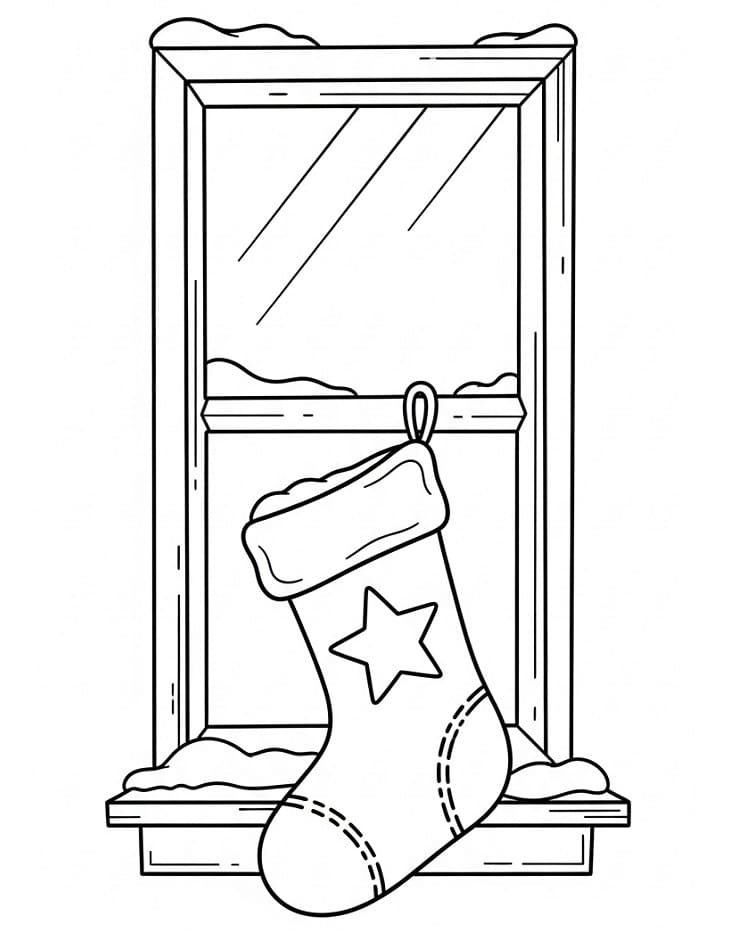 Julestrømpe i vinduet fargelegging