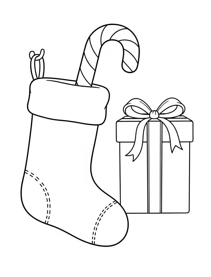 Julestrømpe og gave fargelegging
