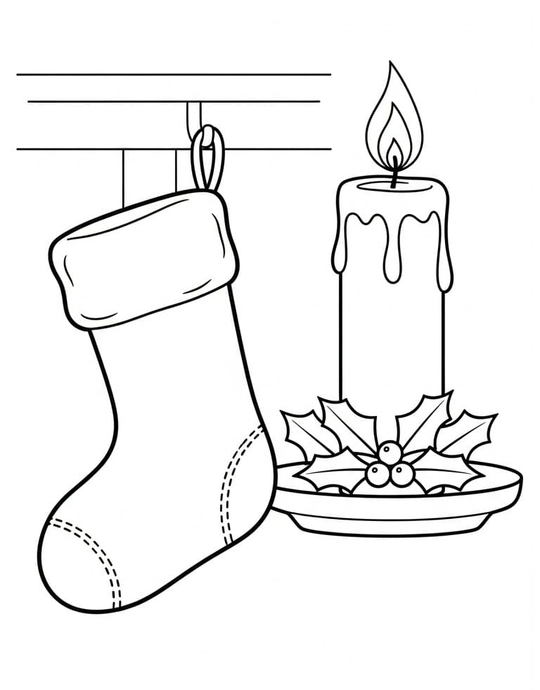 Julestrømpe og stearinlys fargelegging
