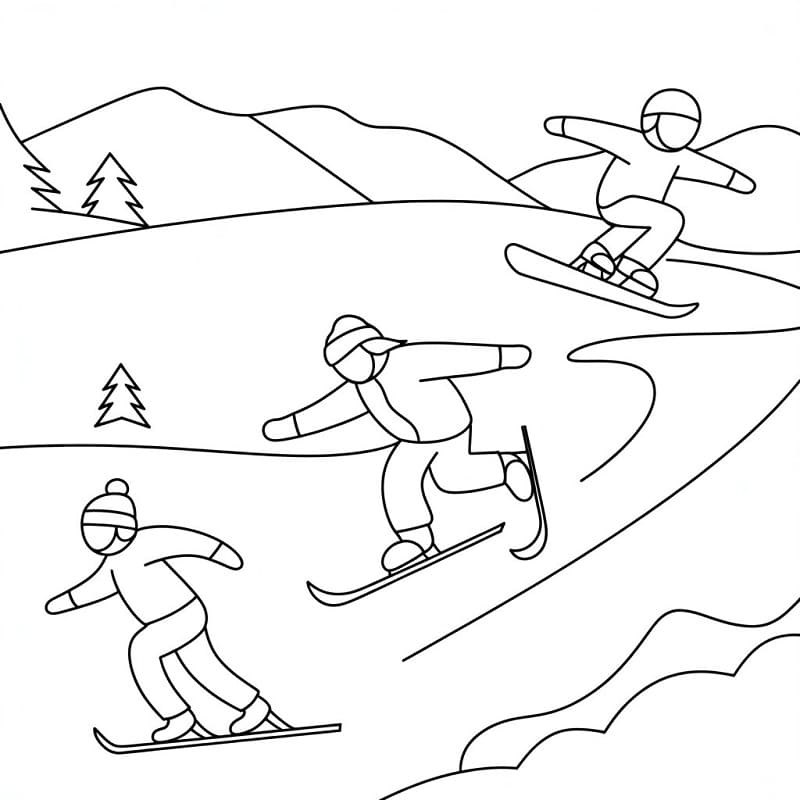 Lette vintersporter fargelegging