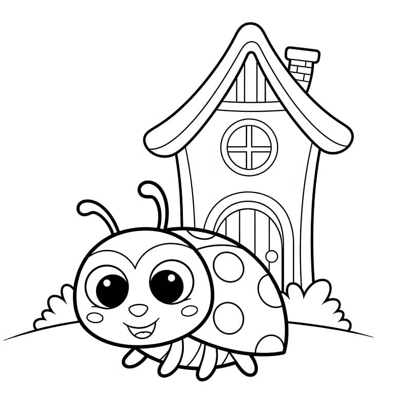 Marihøne og hus fargelegging