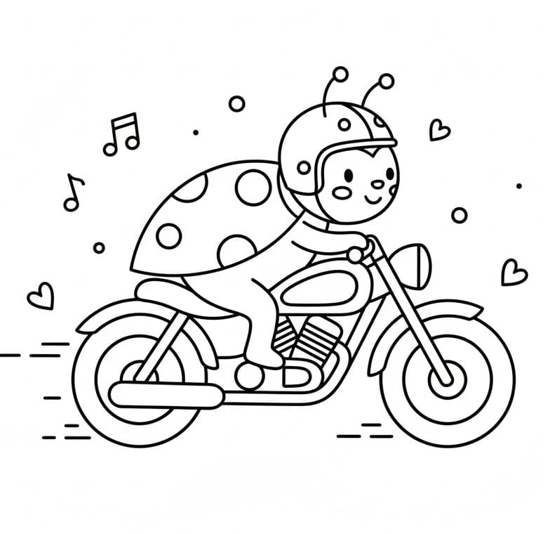 Marihøne på motorsykkel fargelegging