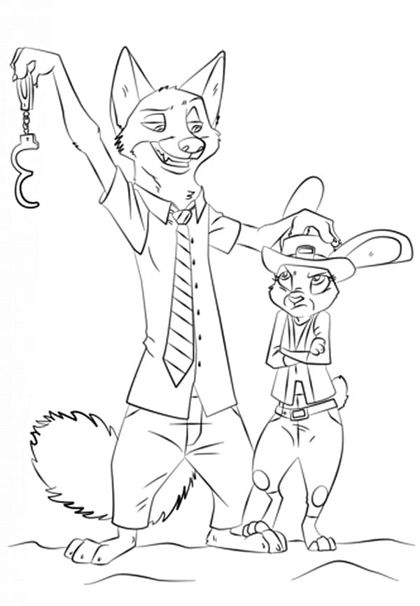 Nick Wilde med Judy Hopps fargelegging