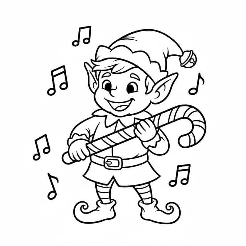 Nisse med Sukkerstang fargelegging