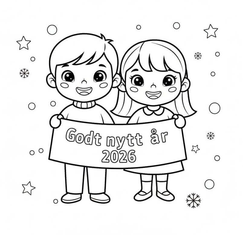 Par med godt nyttår 2026 fargelegging