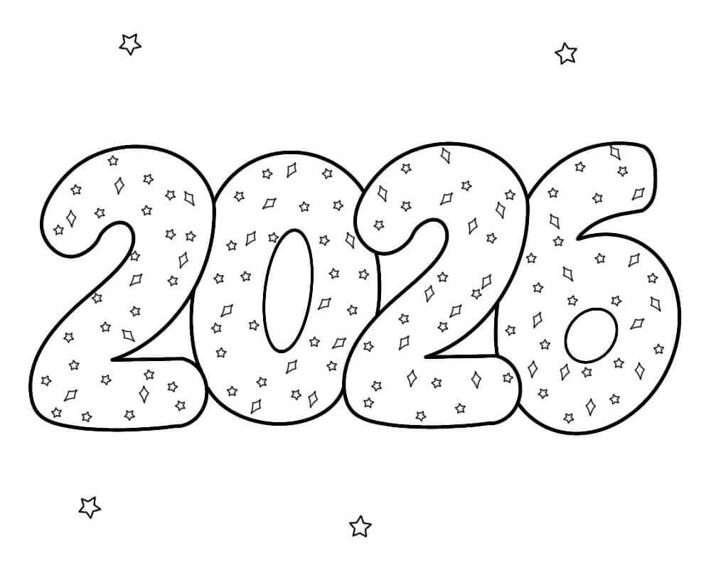 Pent godt nyttår 2026 fargelegging