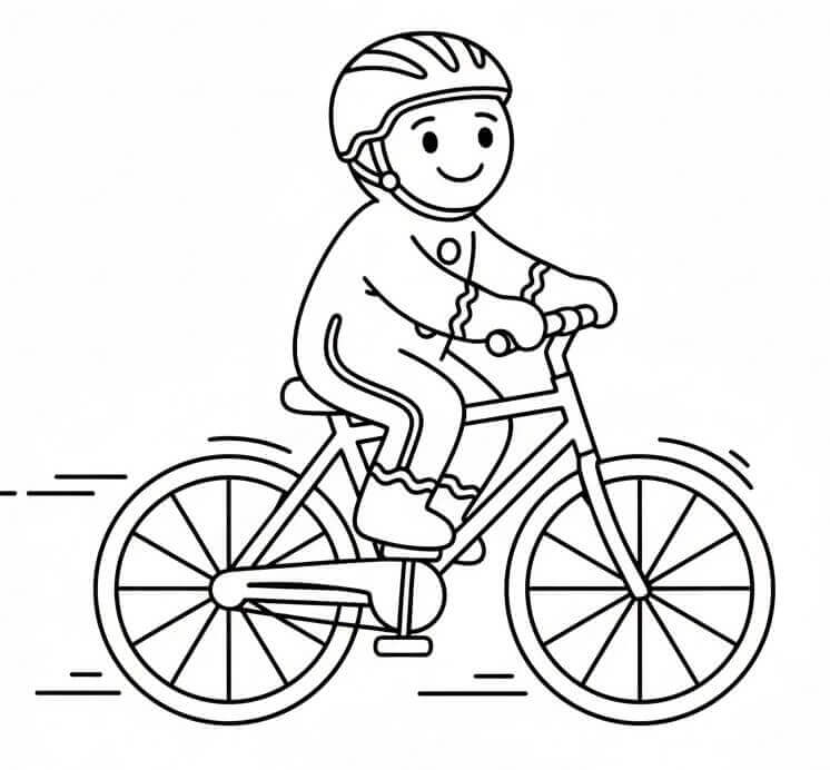 Pepperkakemann på sykkel fargelegging