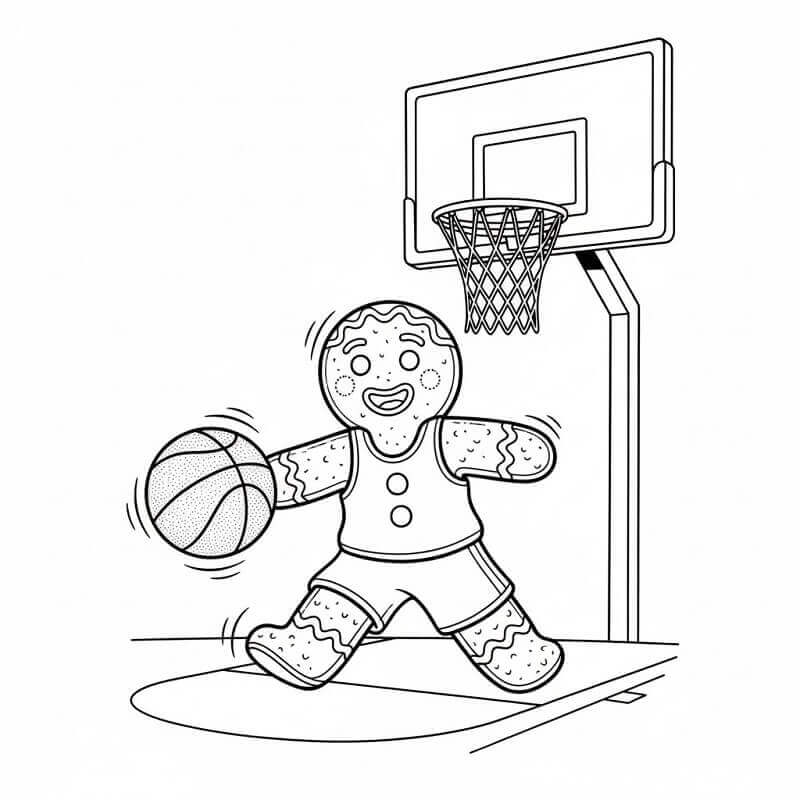 Pepperkakemann spiller basketball fargelegging