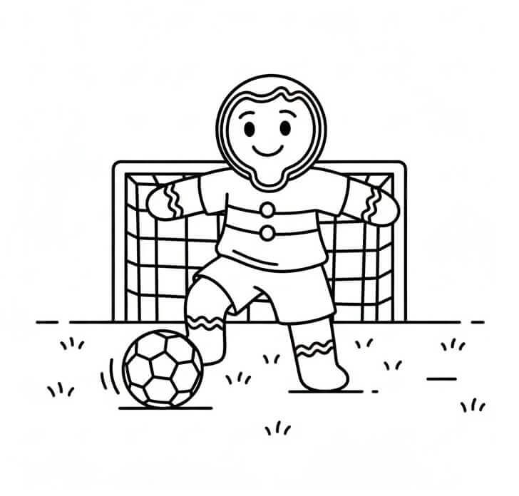 Pepperkakemann spiller fotball fargelegging