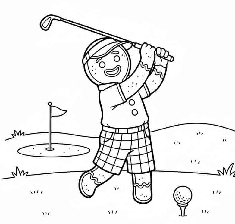 Pepperkakemann spiller golf fargelegging