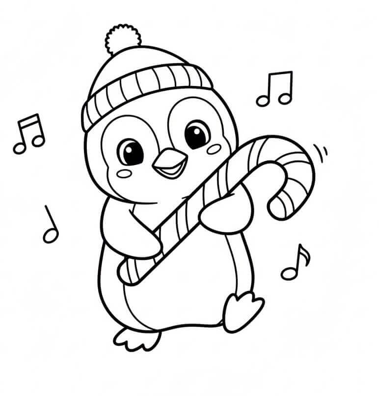 Pingvin med Sukkerstang fargelegging