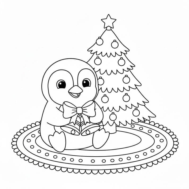 Pingvin og Juleklokker fargelegging