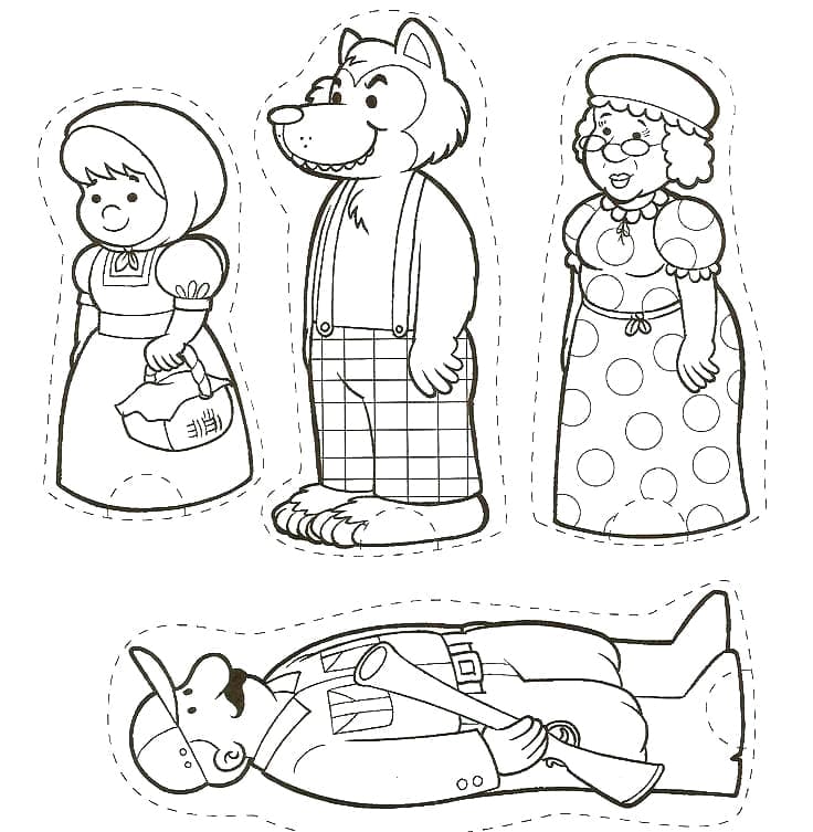 Rødhette for 3-åringer fargelegging