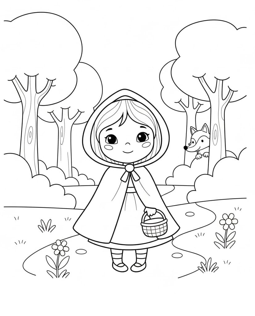 Rødhette for Barn fargelegging