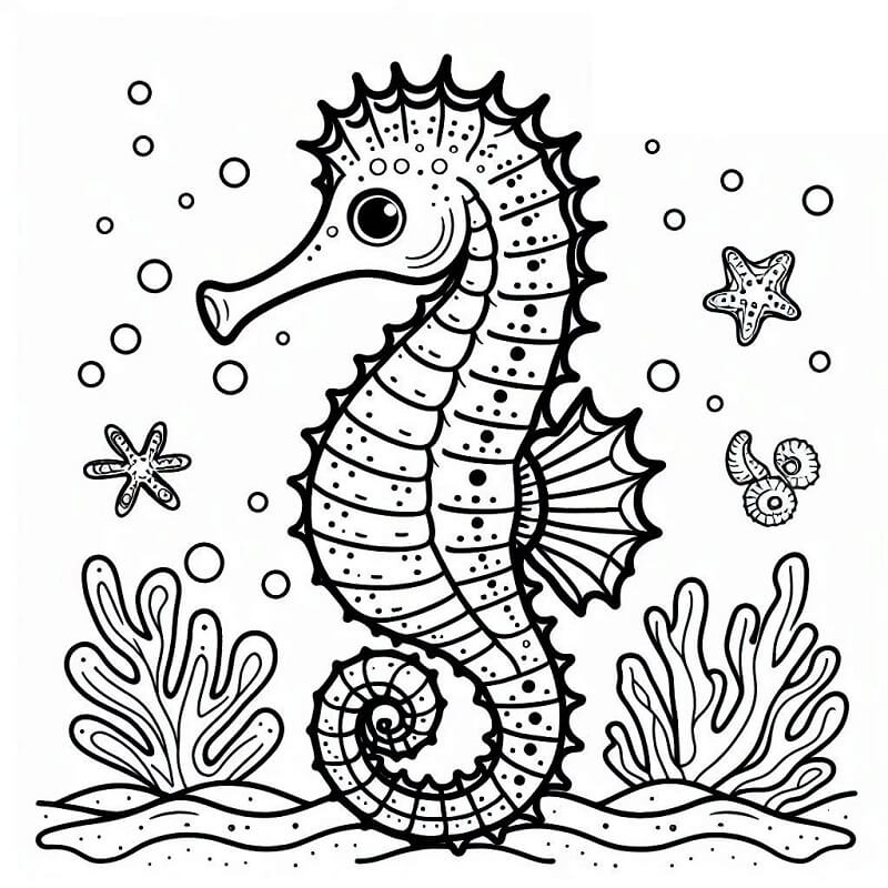 Sjøhest Utskriftbar for Barn fargelegging