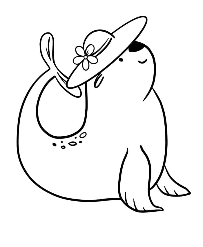 Sjøløve med Hatt fargelegging