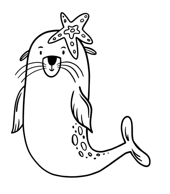 Sjøløve med Sjøstjerne fargelegging