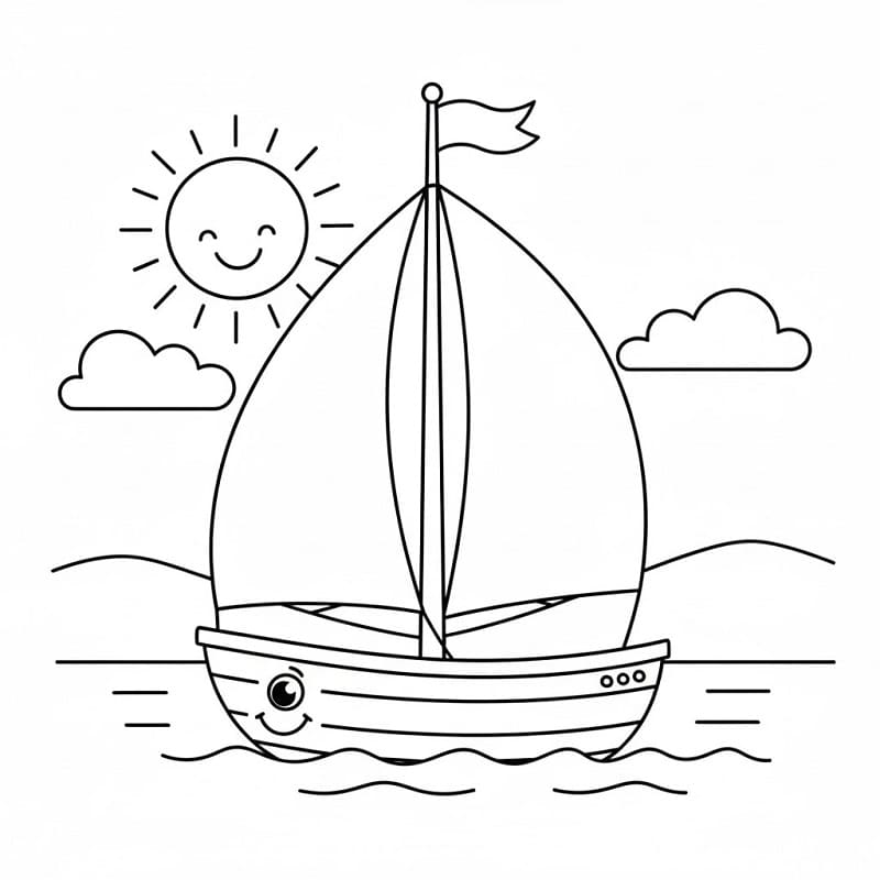 Skriv ut Seilbåt fargelegging