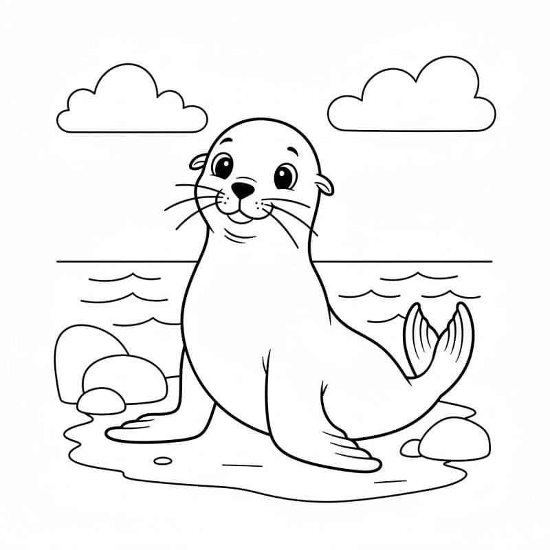 Smilende Sjøløve fargelegging