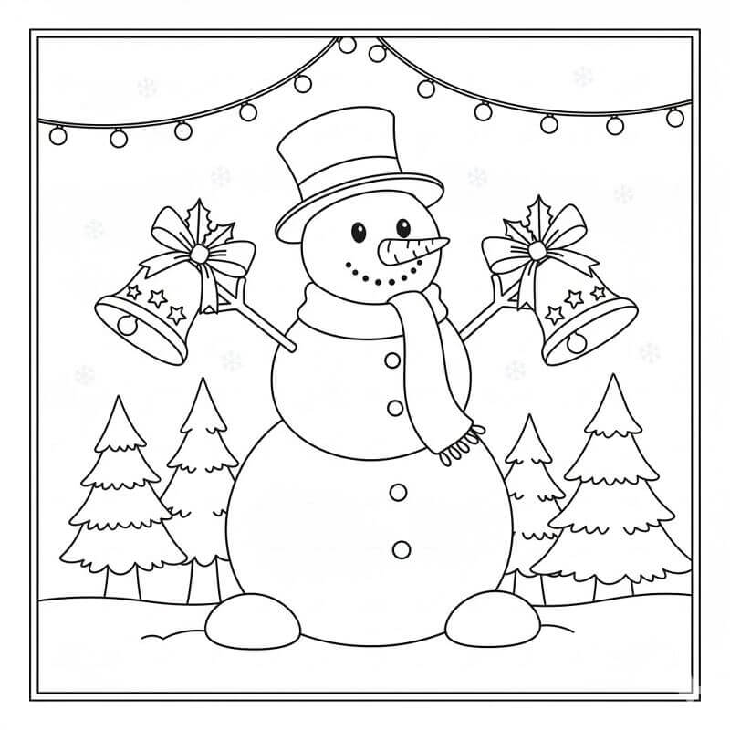 Snømann med Juleklokker fargelegging