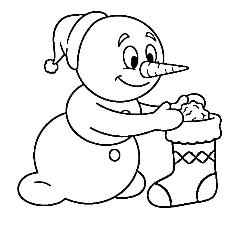 Snømann og julestrømpe fargelegging