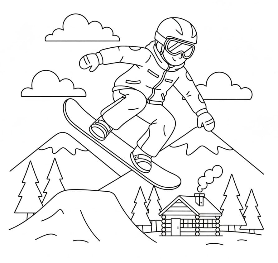 Snowboard som vintersport fargelegging