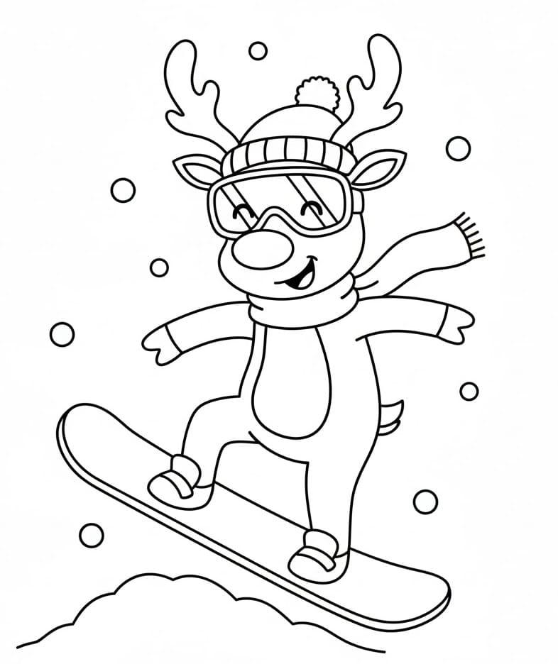 Snowboarding med reinsdyr fargelegging