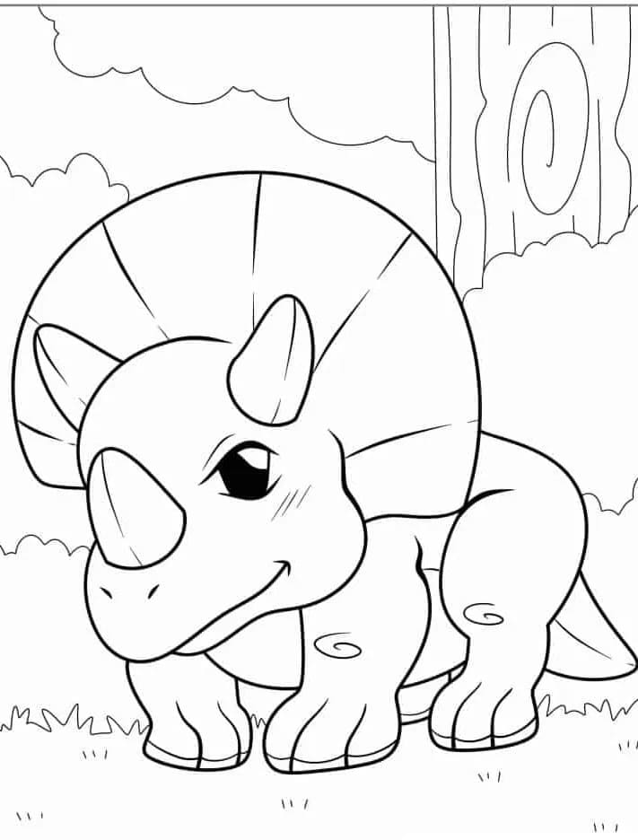 Søt Triceratops fargelegging