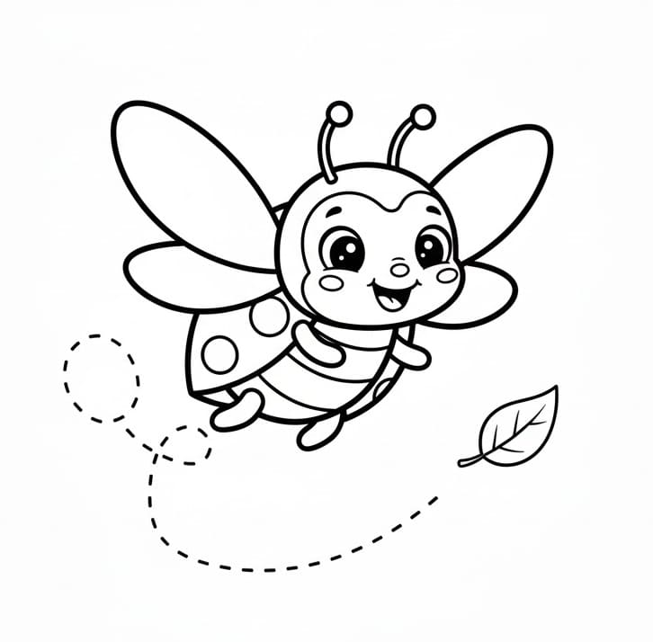 Søt flygende marihøne fargelegging