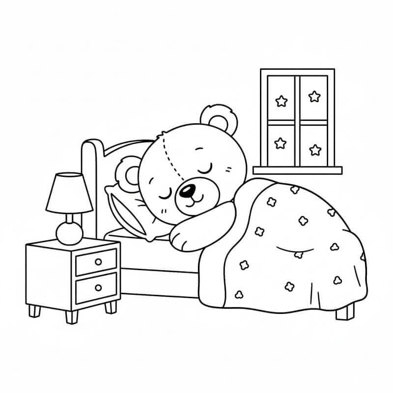 Sovende Bamse fargelegging