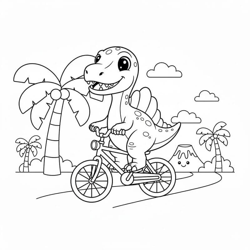 Spinosaurus på sykkel fargelegging
