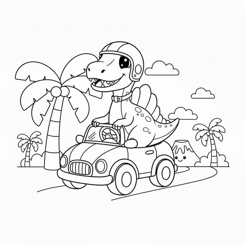 Spinosaurus som kjører bil fargelegging