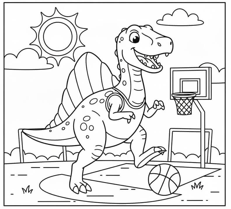 Spinosaurus spiller basketball fargelegging