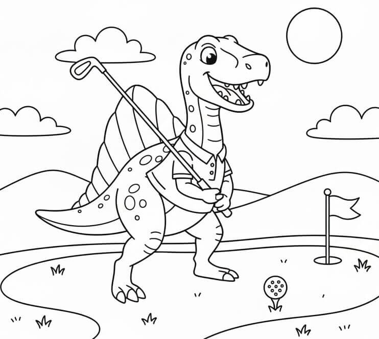 Spinosaurus spiller golf fargelegging