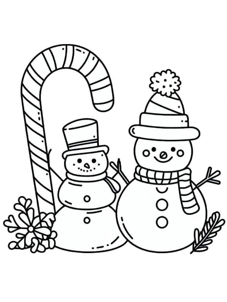 Sukkerstang og Snømenn fargelegging